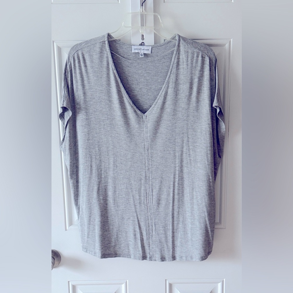 Gibson Latimer Knit V-Neck Short Sleeve Shell Tee Shirt Size Large